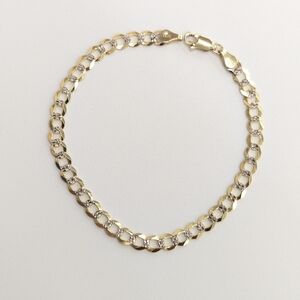 14kt Real Solid Gold Cuban Diamond Cut Bracelet 4.7mm 7.5 Inch